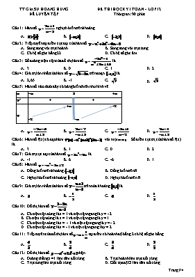 Đề thi trắc nghiệm học kì I Toán 12 (Có đáp án)